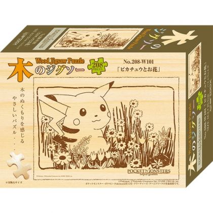 ENSKY - POKEMON Pikachu & Fleurs - Wood Jigsaw Puzzle 208 pièces 208-W101