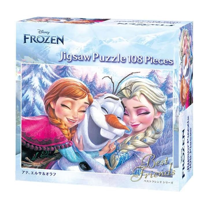 TENYO Disney 108-Piece Jigsaw Puzzle – Anna, Elsa & Olaf (18.2 × 25.7 cm)