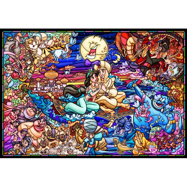 TENYO 1000-Piece Disney Aladdin Story Stained Glass Pure White Jigsaw Puzzle (51 x 73.5 cm)