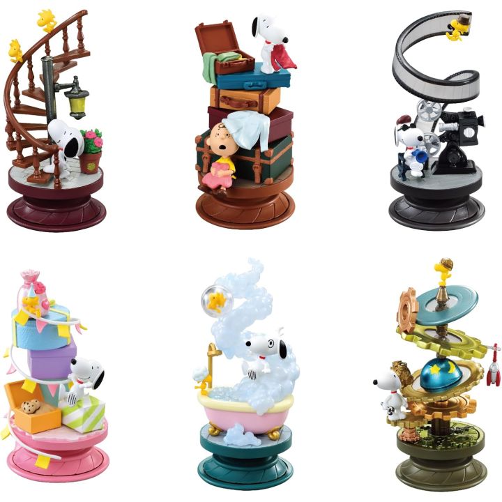 Re‑Ment PEANUTS “Snoopy Spiral Diorama” Miniature Spiral Display Figures – 1 BOX (6 pcs)