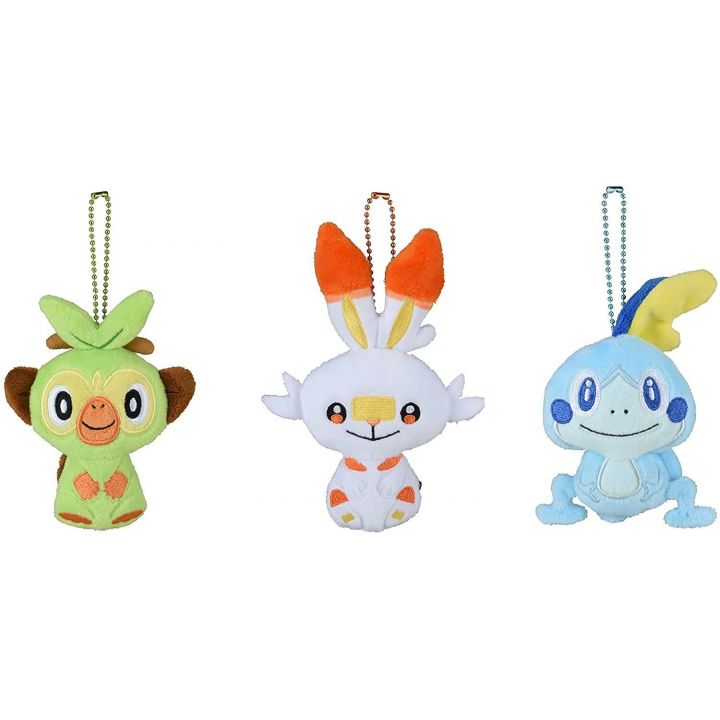 Pokemon Center Original Mascot Set GalarTabi Sarunori (Grookey), Hibanny (Scorbunny) & Messon (Sobble)