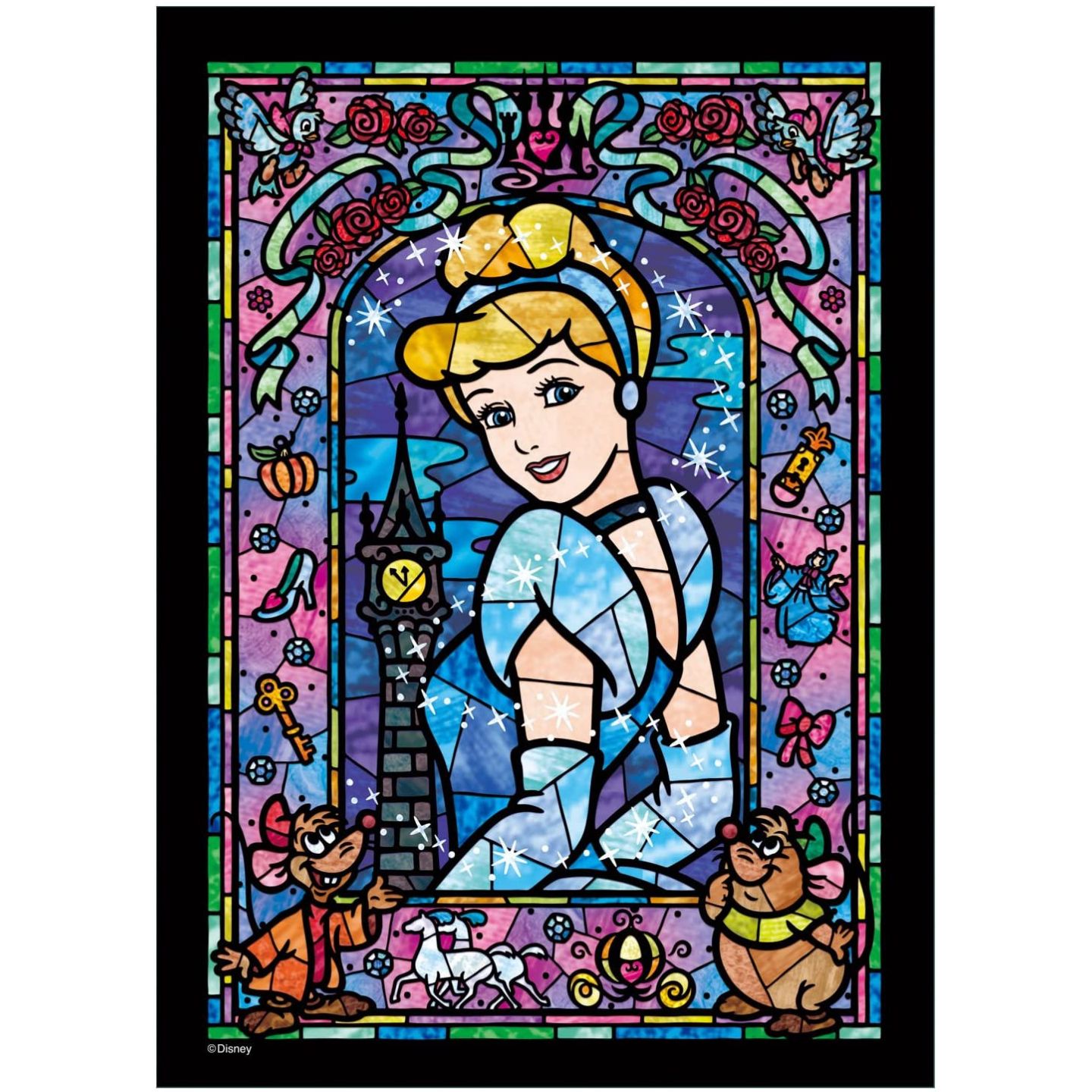 Disney Sleeping beauty stain glass window. Stock Illustration by