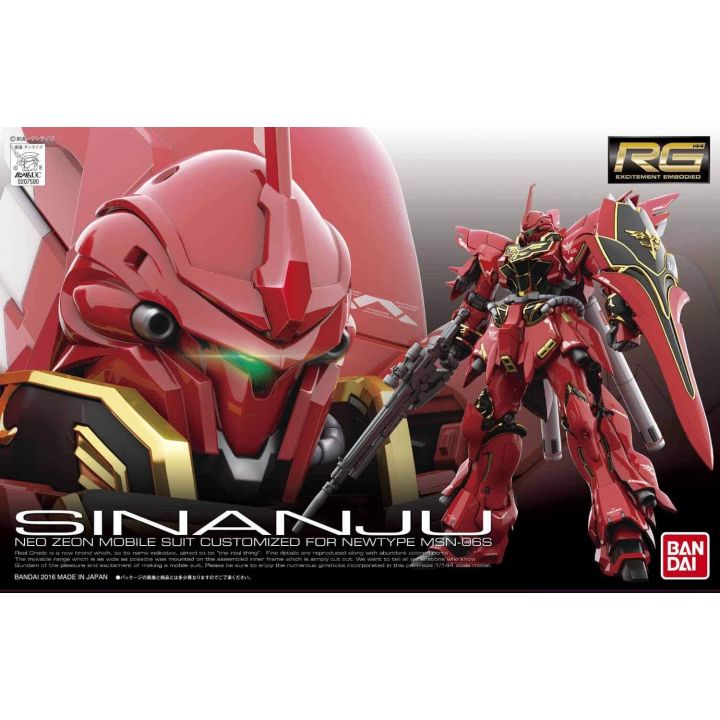 BANDAI Mobile Suit Gundam UC - Real Grade RG MSN-06S Sinanju Model Kit Figure