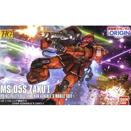 BANDAI HG Mobile Suit Gundam THE ORIGIN - Figura de kit de modelo Zaku I de Char de alta calidad