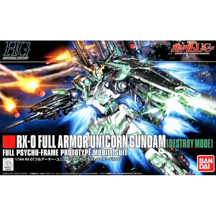 BANDAI Mobile Suit Gundam UC - High Grade Full Armor Unicorn Gundam (Destroy Mode) Model Kit Figure