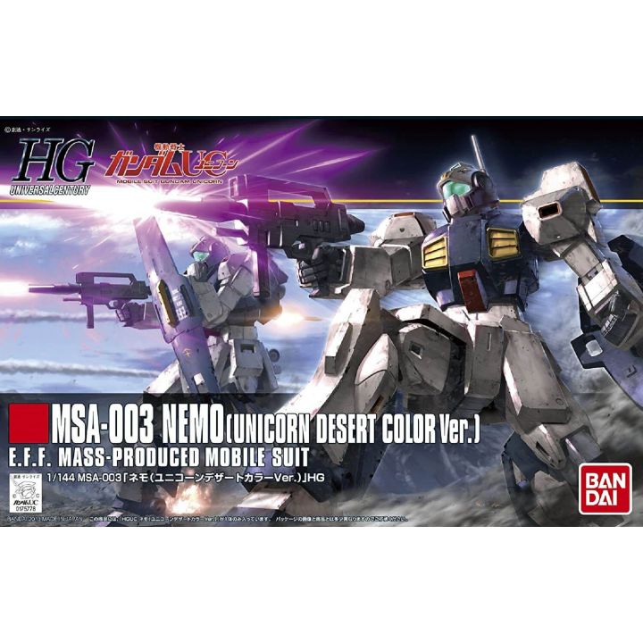 BANDAI Mobile Suit Gundam UC - High Grade MSA-003 Nemo (Unicorn Desert Color Ver) Model Kit Figure